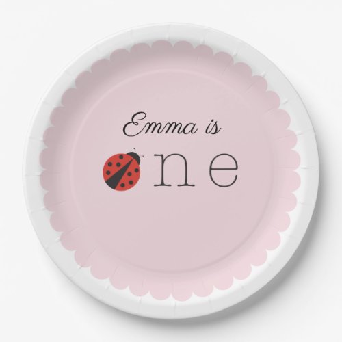 Ladybug pink plates for first birthday