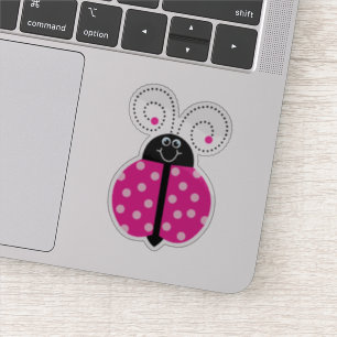 Ladybug Pink Polka Dot Smiling Whimsical Sticker