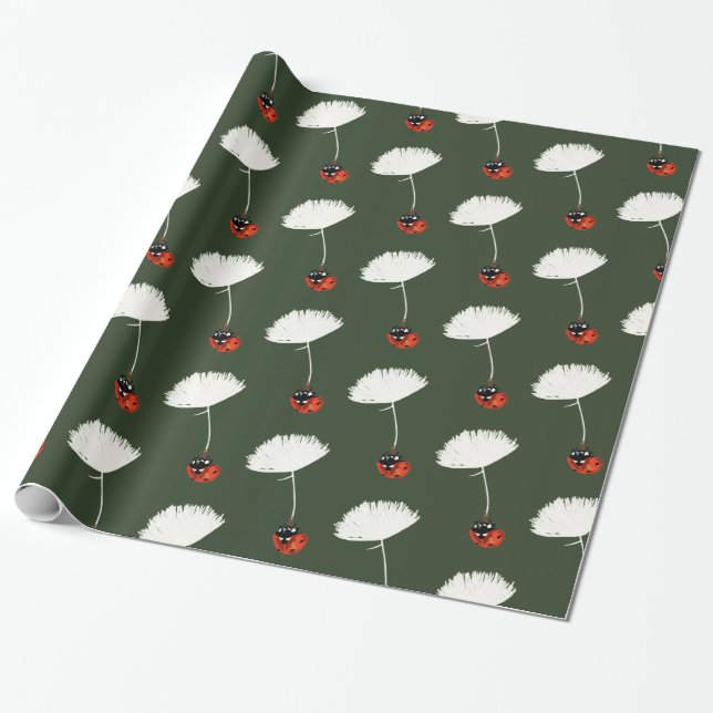 Ladybug Plant Fly Wrapping Paper (Unrolled)