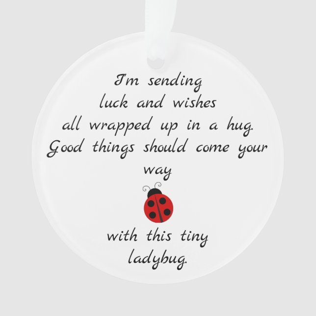 Ladybug Poem: Wishes, Hugs & Good Luck Ornament (Front)