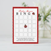 Ladybug Polka Dot Baby Shower Bingo Cards (Standing Front)