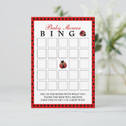 Ladybug Polka Dot Baby Shower Bingo Cards | Zazzle