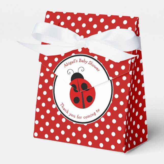 Ladybug Polka Dot Baby Shower Custom Favor Box (Front Side)