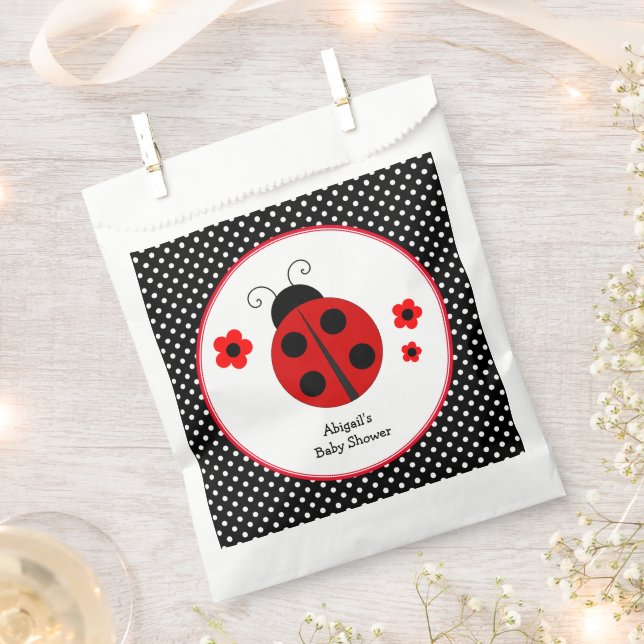 Ladybug Polka Dot Baby Shower Favor Bag (Clipped)