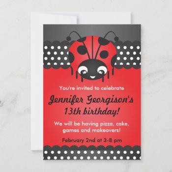 Ladybug Polka Dot Birthday Party Invitation by youreinvited at Zazzle