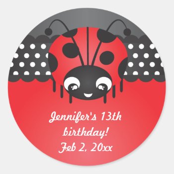 Ladybug Polka Dot Birthday Party Stickers by youreinvited at Zazzle