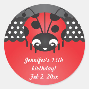 Ladybug Polka Dot Birthday Party Stickers