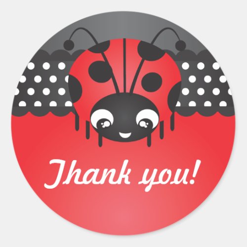 Ladybug Polka Dot Birthday Thank You Stickers