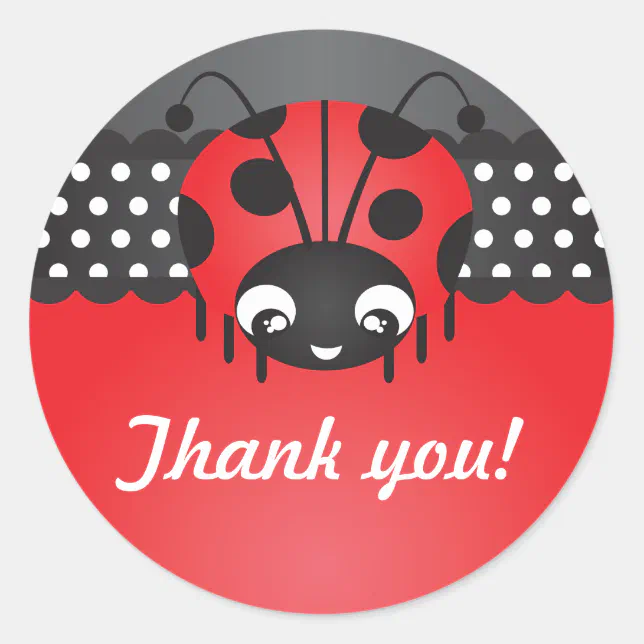 Ladybug Polka Dot Birthday Thank You Stickers | Zazzle