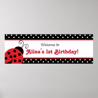 Ladybug Polka Dot Custom Birthday Party Banner Poster
