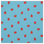 Ladybug Polka Dot Pattern on Blue Fabric