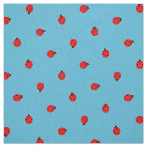 Ladybug Polka Dot Pattern on Blue Fabric