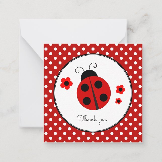 Ladybug Polka Dot Thank You Note Card (Front)