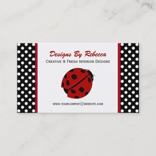 Customizable Ladybug &amp; Polka Dots Business Cards