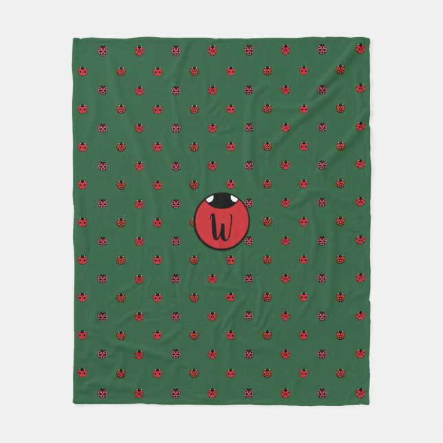 Ladybug Polka Dots Fleece Blanket (Front)