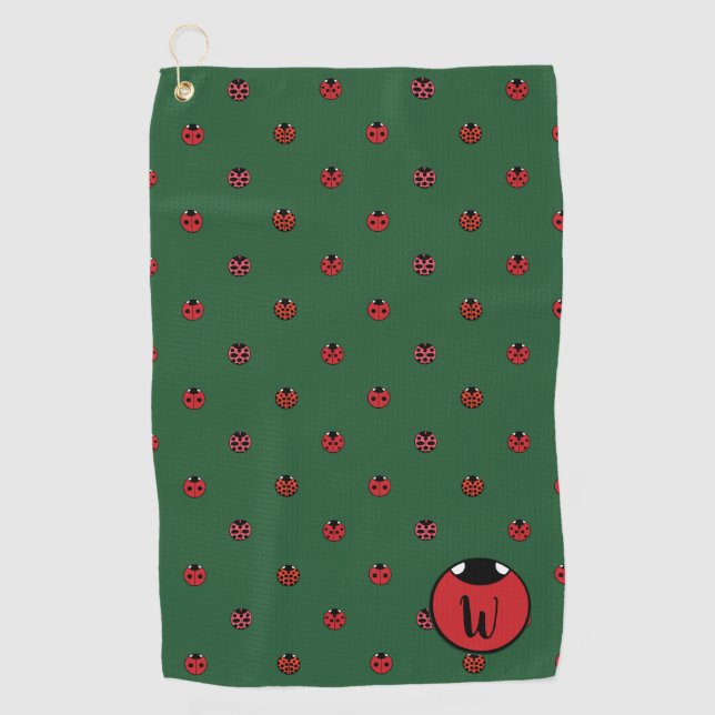Ladybug Polka Dots Golf Towel (Front)