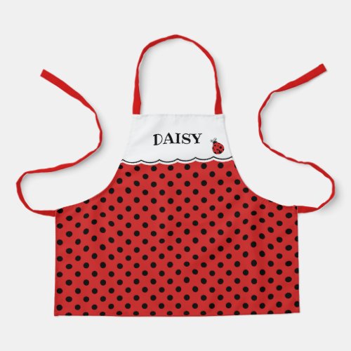 Ladybug Polka Dots Name Apron