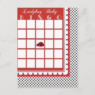 Ladybug Polkadots Baby Shower Bingo Card Blank