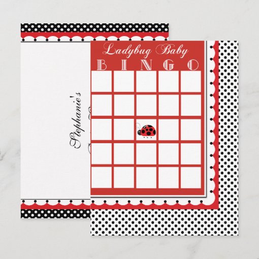 Ladybug Polkadots Baby Shower Bingo Card Blank | Zazzle