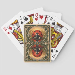 Ladybug Poppy Meadow Watercolor GeoSaga Poker Cards