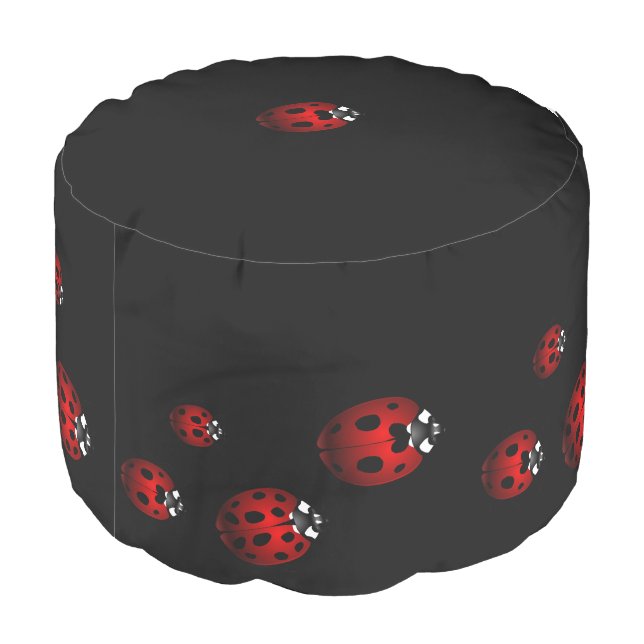 Ladybug Pouf Ottoman Ladybug Ladybird Pillow Decor (Angled Back)