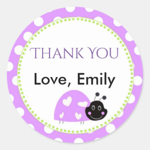 Ladybug Purple Green Gift Favor Label Lavender
