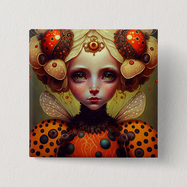 Ladybug Queen 2 Cute Fantasy Art Button (Front)