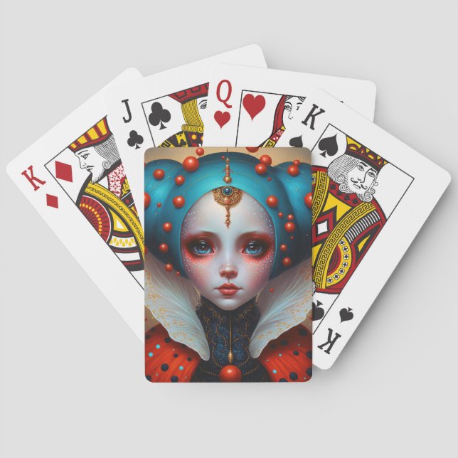 Ladybug Queen Cute Fantasy Art Poker Cards (Back)