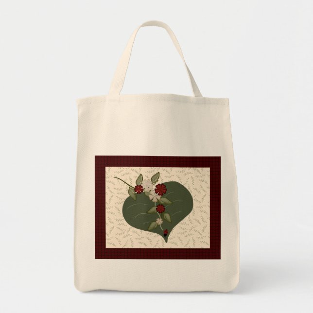 Ladybug Quilt Square Tote Bag (Front)