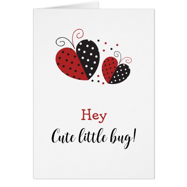 Ladybug Red and Black Cute Heart Birthday Cards (Front)