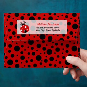Ladybug Red Black Frame Polka Dots Envelope