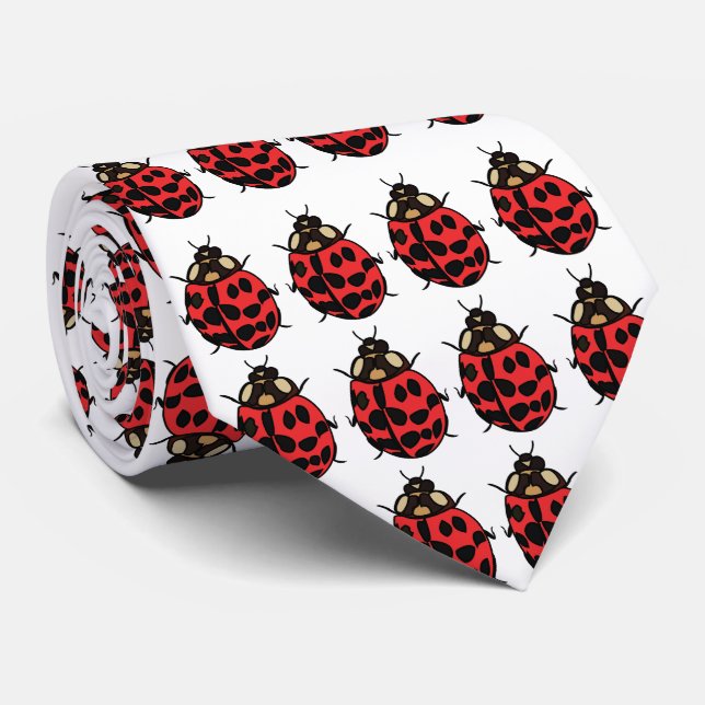 Ladybug Red Black Insect Ladybug  Neck Tie (Rolled)