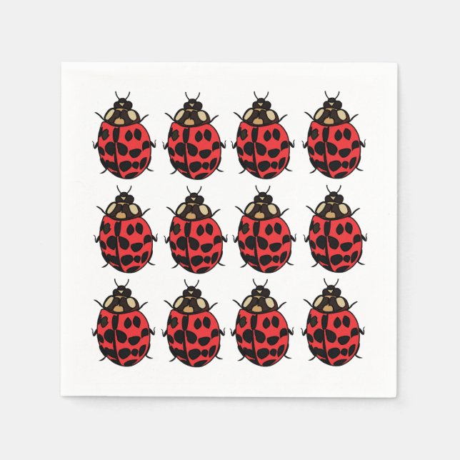 Ladybug Red Black Insect Ladybug Party Napkins (Front)