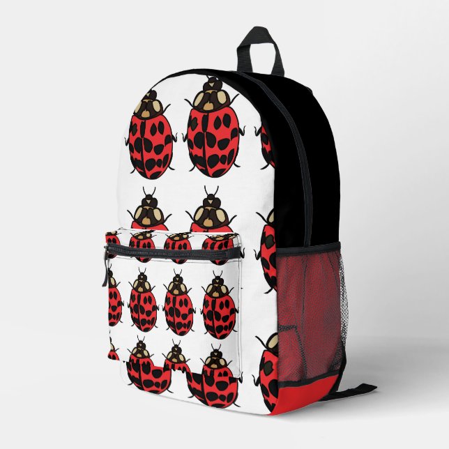 Ladybug Red Black Insect Ladybug  Printed Backpack (Back Corner Right)