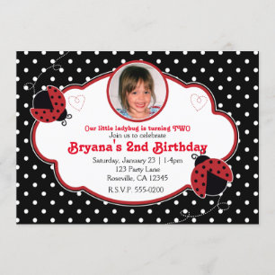 Ladybug Red & Black Photo Party Invitations