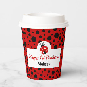 Ladybug Red Black Polka Dots Kids Birthday Paper Cups