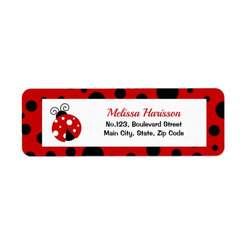 Ladybug Red Black Polka Dots Return Address Label