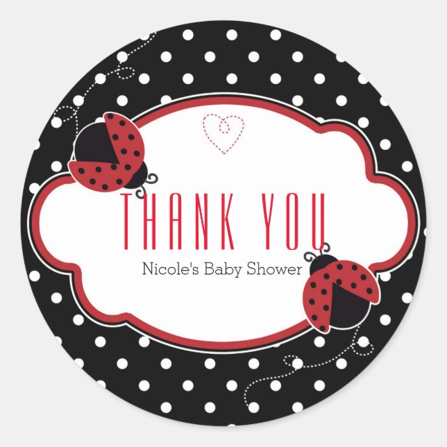 Ladybug Red & Black Shower Party Favor Stickers (Front)