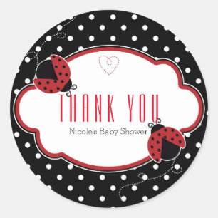 Ladybug Red & Black Shower Party Favor Stickers