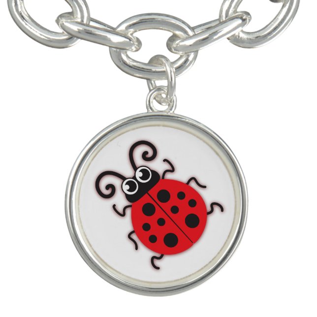Ladybug red black white charm bracelet (Design)