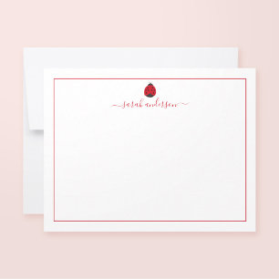 Ladybug Red Border Personalized Note Card