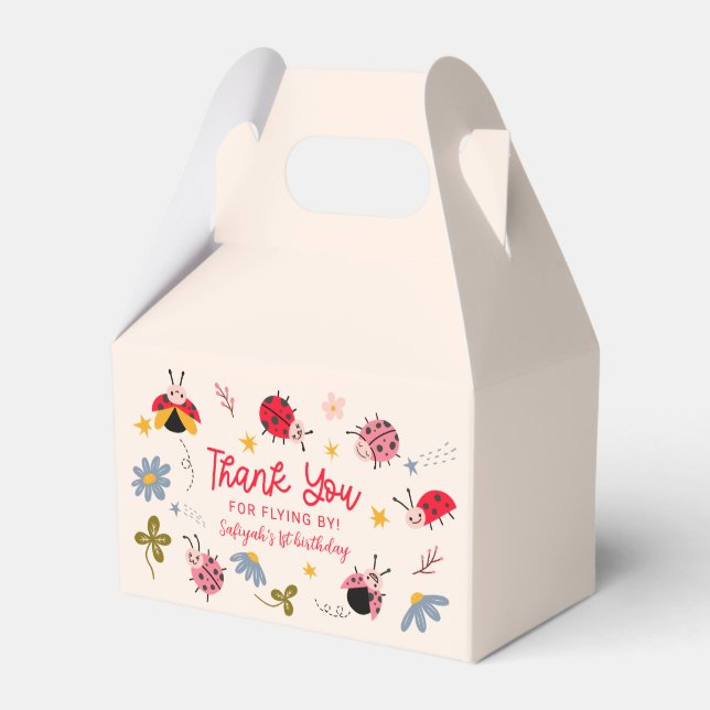 Ladybug Red Bug Birthday Party Favor Boxes (Front Side)