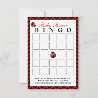 Ladybug Red Chevron Baby Shower Bingo Cards | Zazzle