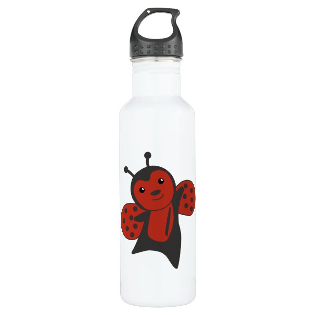 Ladybug Red Cute Animals For Kids Stainless Steel Water Bottle (Front)