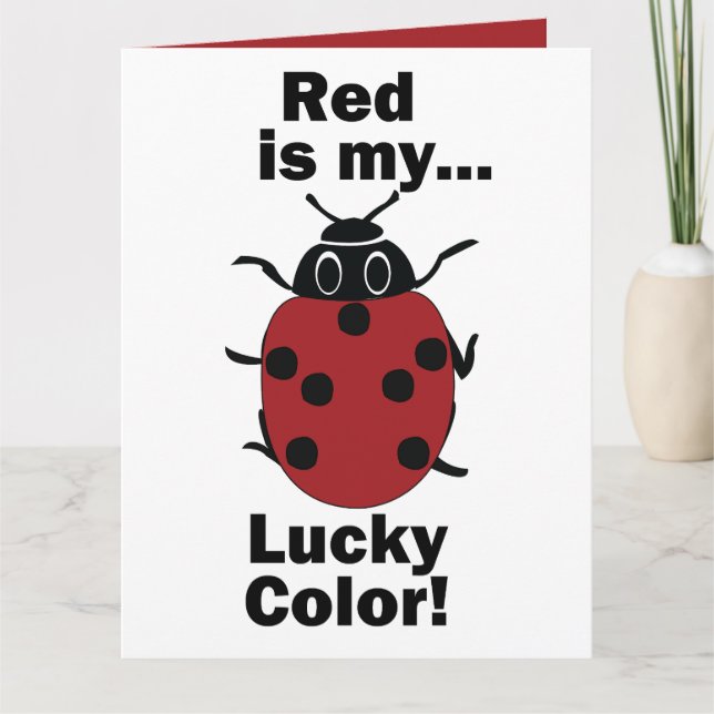 Ladybug Red Is My Lucky Color Funny Insect Card (Front)