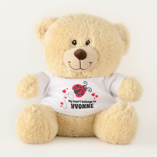 Ladybug red my heart belongs name personalized teddy bear