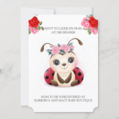 Ladybug Red Pink Flora Girl Baby Shower Invitation (Back)