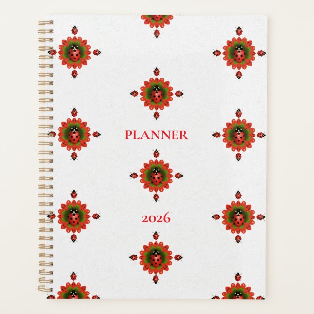 Ladybug Red White and Green 2026 Planner (Front)