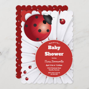Ladybug Red White Black Baby Shower Invitation