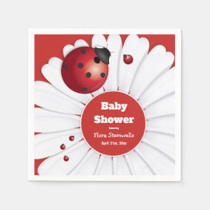 Ladybug Red White Black Baby Shower Paper Napkin